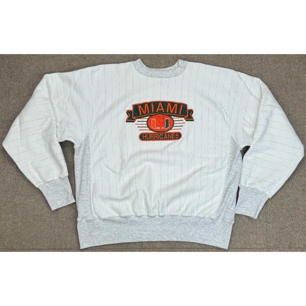 Midwest Embroidery NCAA Miami Hurricanes Vtg Long Sleeve Sweatshirt Size Large